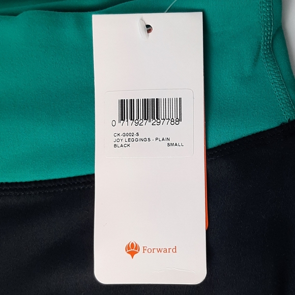NWT FORWARD Joy Leggings Women's Size Small Black/Teal Polyester Yoga Athleisure - Picture 10 of 11